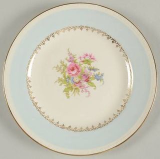 Homer Laughlin  Chateau Salad Plate, Fine China Dinnerware   Light Blue Border,F