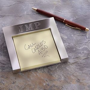 Personalized Silver Post It Holder With Monogram