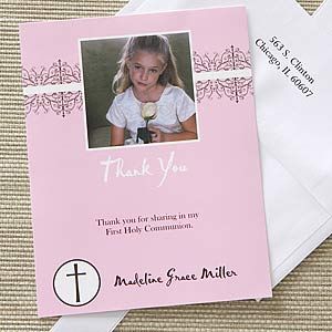 Girls First Communion Personalized Photo Thank You Cards