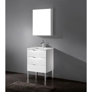 Madeli Milano 24 Bathroom Vanity with Quartzstone Top   Glossy White