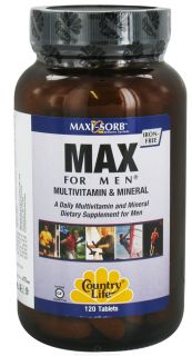 Country Life   Maxi Sorb Max For Men Multivitamin & Mineral Iron Free   120 Tablets