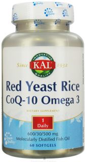 Kal   Red Yeast Rice CoQ 10 Omega 3 600/30/500 mg   60 Softgels