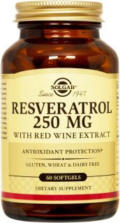 Solgar   Resveratrol With Red Wine Extract 250 mg.   60 Softgels