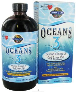 Garden of Life   Oceans 3 Beyond Omega 3 Cod Liver Oil Orange Tangerine   16 oz.