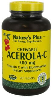 Natures Plus   Acerola C Complex Chewable Vitamin C 500 mg.   90 Chewable Tablets