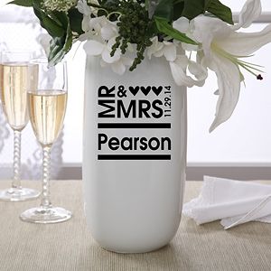 Personalized Flower Vase   Mr and Mrs