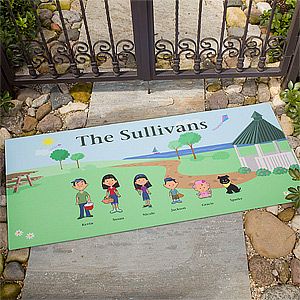 Large Personalized Doormats   Spring Family Illustrated Characters