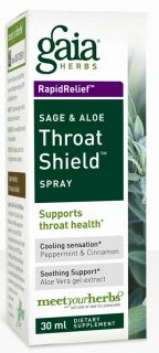 Gaia Herbs   Rapid Relief Immune Support Sage & Aloe Throat Shield Spray   30 ml.
