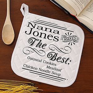 Mothers Day Gifts    Personalized Potholders   She Makes The Best