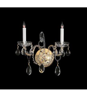 Traditional Crystal 2 Light Wall Sconces in Polished Brass 1122 PB CL SAQ