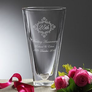 Personalized Anniversary Flower Vase   Engraved Crystal