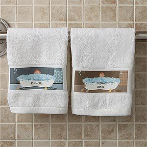 Personalized Bathroom Hand Towels   Bathtub Characters