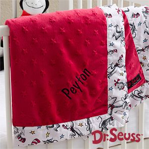 Personalized Cat In The Hat Baby Blankets   Dr Seuss