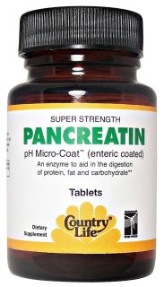 Country Life   Pancreatin Super Strength pH Micro Coat Enteric Coated 1400 mg.   100 Tablets