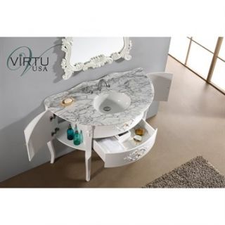 Virtu USA 48 Abigail Bathroom Vanity with Italian Carrara White Marble   White