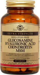 Solgar   Glucosamine Hyaluronic Acid Chondroitin MSM (shellfish free)   60 Tablets
