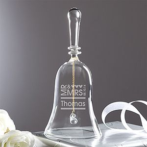 Personalized Crystal Wedding Bell   Mr. and Mrs.