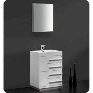 Fresca Livello 24 White Modern Bathroom Vanity with Medicine Cabinet