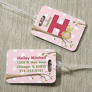 Girls Personalized Luggage Tag Set   Owl About You