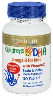 Spectrum Essentials   Childrens DHA Omega 3 With Vitamin D Strawberry Banana Flavor   90 Chewable Softgels