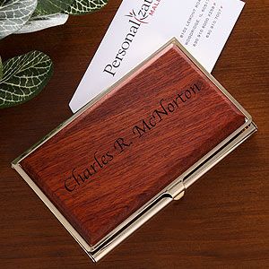Personalized Rosewood Business Card Case