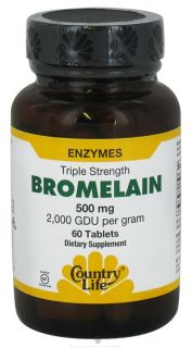 Country Life   Bromelain Triple Strength Enzymes 500 mg.   60 Tablets