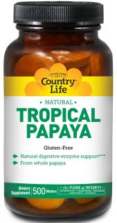 Country Life   Natural Tropical Papaya 25 mg.   500 Chewable Wafers