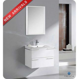 Fresca Cielo 24 White Modern Bathroom Vanity with Mirror