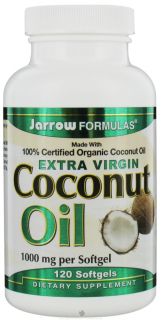 Jarrow Formulas   Coconut Oil 100% Certified Organic Extra Virgin 1000 mg.   120 Softgels