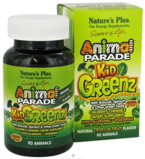 Natures Plus   Animal Parade KidGreenz Chewable Tropical Fruit Flavor   90 Chewable Tablets