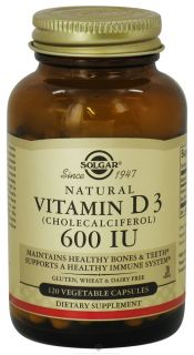 Solgar   Vitamin D3 Cholecalciferol 600 IU   120 Vegetarian Capsules