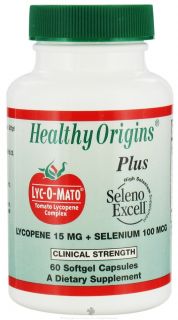 Healthy Origins   Lyc O Mato Tomato Lycopene Complex Plus Seleno Excell Selenium   60 Softgels