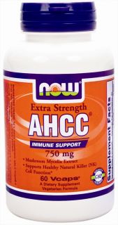NOW Foods   AHCC Extra Strength Immune Support 750 mg.   60 Vegetarian Capsules