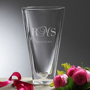 Personalized Crystal Vase   Etched Initials