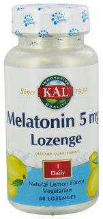Kal   Melatonin Lozenge Natural Lemon Flavor 5 mg.   60 Lozenges