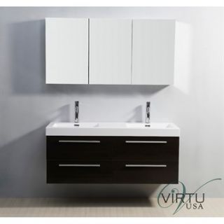 Virtu USA 54 Finley Double Sink Bathroom Vanity with Polymarble Countertop   We