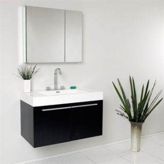 Fresca Vista Black Modern Bathroom Vanity with Medicine Cabinet