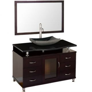 Accara 48 Bathroom Vanity with Drawers   Espresso w/ Black Granite Counter