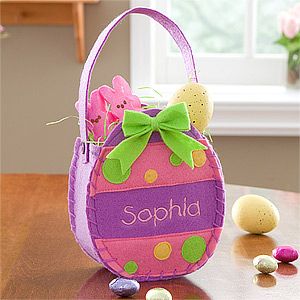 Girls Personalized Easter Egg Treat Bags   Purple