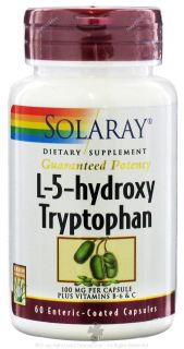 Solaray   Guaranteed Potency L 5 hydroxy Tryptophan 100 mg.   60 Capsules