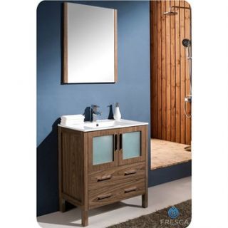Fresca Torino 30 Walnut Brown Modern Bathroom Vanity with Integrated Sink
