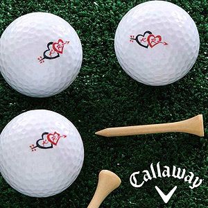 Personalized Golf Ball Set   Cupids Arrow Valentines Day Designs
