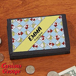 Personalized Kids Wallet   Curious George Banana