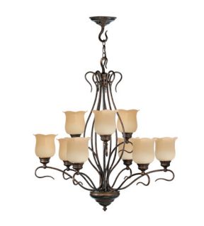 Chalet 9 Light Chandeliers in Moroccan Gold 5239 50