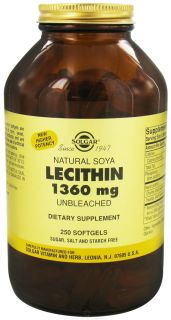 Solgar   Lecithin Unbleached 1360 mg.   250 Softgels