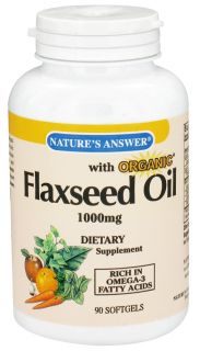 Natures Answer   Organic Flaxseed Oil 1000 mg.   90 Softgels