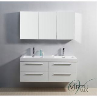 Virtu USA 54 Finley Double Sink Bathroom Vanity with Polymarble Countertop   Gl