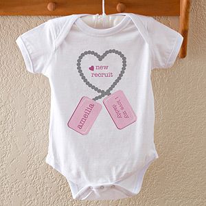 Personalized Baby Bodysuit   New Recruit Dog Tags