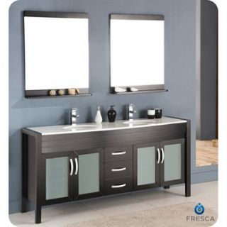 Fresca Infinito 71 Espresso Modern Double Sink Bathroom Vanity with Mirrors