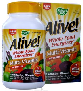 Natures Way   Alive Multi Vitamin Whole Food Energizer No Iron Added   90 Tablets